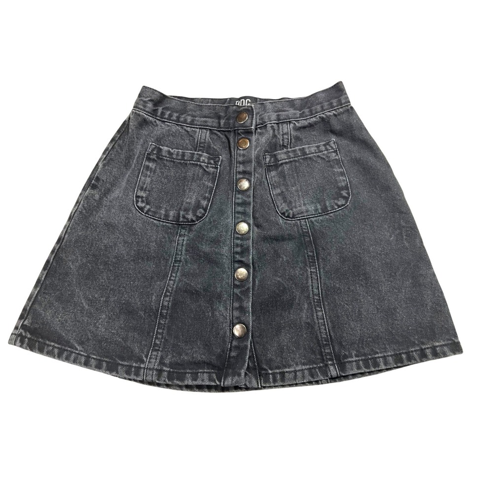 BDG Urban Outfitters Washed Black Denim Button A-Line Mini Skirt Small grunge - Picture 1 of 7